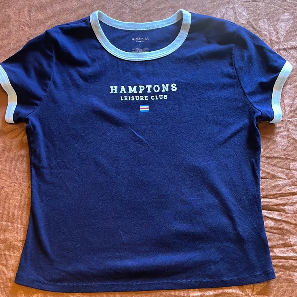 Arizona Short Sleeve Tee in navy blue: Hamptons Club Print, Size L (Junior)
